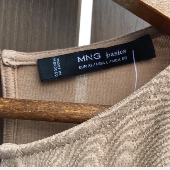 NWOT MNG BASICS camel closed v neck blouse - Picture 7 of 7